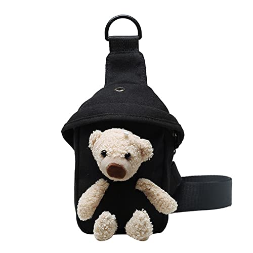 TDEOK Niedliche Bärentasche weibliche Zeichentrickpuppe Tasche Gesandte Taille Hüfttaschen Outdoor (Black, One Size) von TDEOK