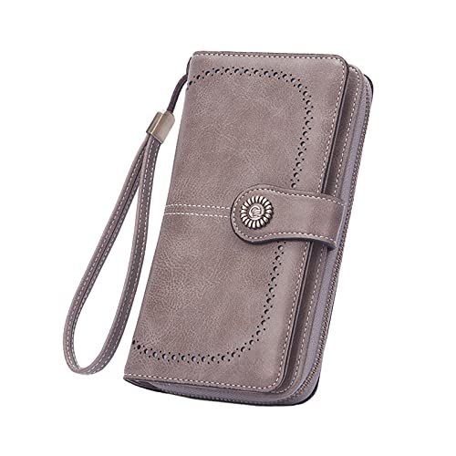 TDEOK Retro Einfache Lange Brieftasche Multifunktion Große Kapazität Brieftasche Handtasche Brieftasche Herren Groß (Grey, One Size) von TDEOK