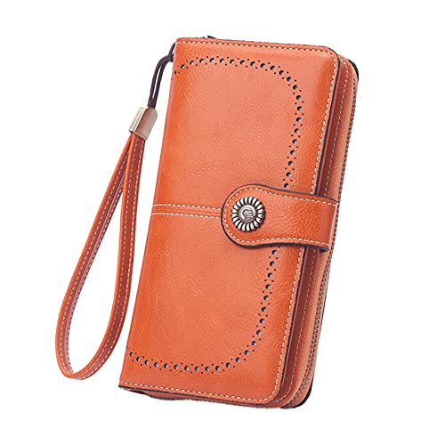 TDEOK Retro Einfache Lange Brieftasche Multifunktion Große Kapazität Brieftasche Handtasche Brieftasche Herren Groß (Orange, One Size) von TDEOK
