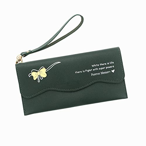TDEOK Schleife Kunstleder Achseltasche Handytasche Umschlag Tasche Handtasche Clutch Bag Brieftasche Damen Für Impfpass (Green, One Size) von TDEOK
