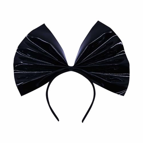 TDEOK Schweißbänder Stirn modisch und bequem, mit großer Schleife, Pailletten-Stirnband Laufen Stirnband Winter (Black, One Size) von TDEOK