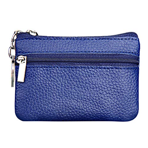 TDEOK Small Small -Reißverschluss Geldbörse Pouch mit Lederschlüssel Damen-Geldbörse Brieftasche Klein (Blue, One Size) von TDEOK