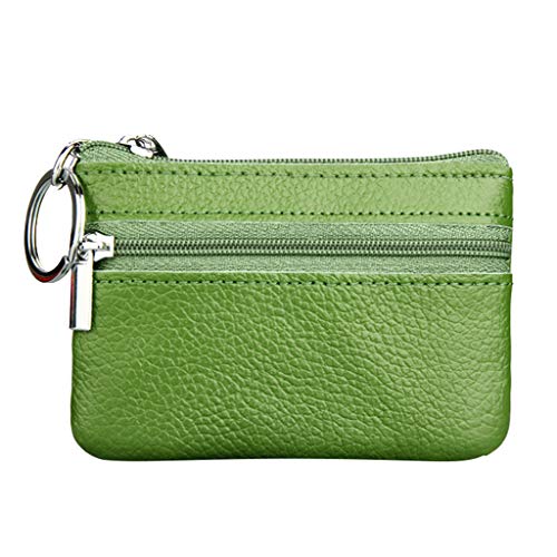 TDEOK Small Small -Reißverschluss Geldbörse Pouch mit Lederschlüssel Damen-Geldbörse Brieftasche Klein (Green, One Size) von TDEOK