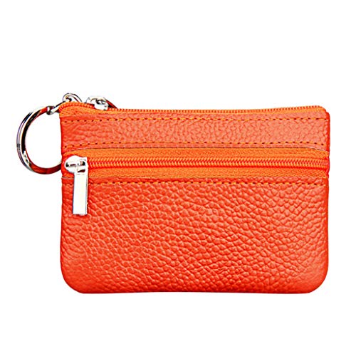 TDEOK Small Small -Reißverschluss Geldbörse Pouch mit Lederschlüssel Damen-Geldbörse Brieftasche Klein (Orange, One Size) von TDEOK