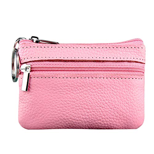TDEOK Small Small -Reißverschluss Geldbörse Pouch mit Lederschlüssel Damen-Geldbörse Brieftasche Klein (Pink, One Size) von TDEOK