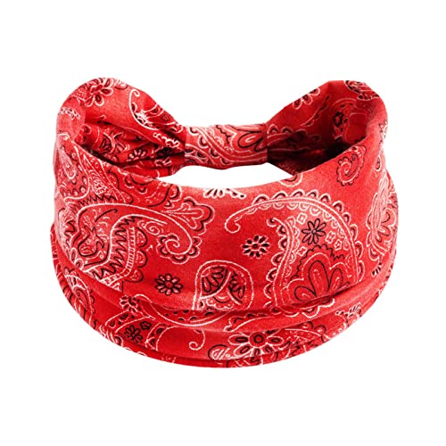 TDEOK Stirnbänder Damen Fleece Haar Stirnband Damen Yoga Hijab Übung Wicking Stirnband elastisches rutschfestes Stirnband geknotet Laufsport Stirnband Gelbe Schweißbänder (Red, One Size) von TDEOK