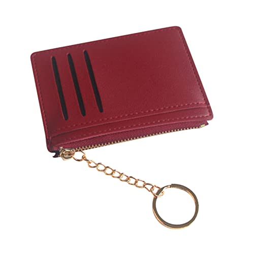 TDEOK Unisex Kleine Geldbörse Brieftasche Schlüsseletui Reißverschluss Brieftasche Kartenhalter Kitkartenhüllen Für Herren (Wine, One Size) von TDEOK