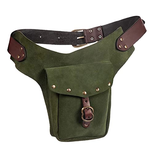 TDEOK Vintage mittelalterliche Hüfttasche Tasche kleine Geldbörse sportlich Reiten Hüfte Fanny Taille Hüfttaschen Für (Green, One Size) von TDEOK