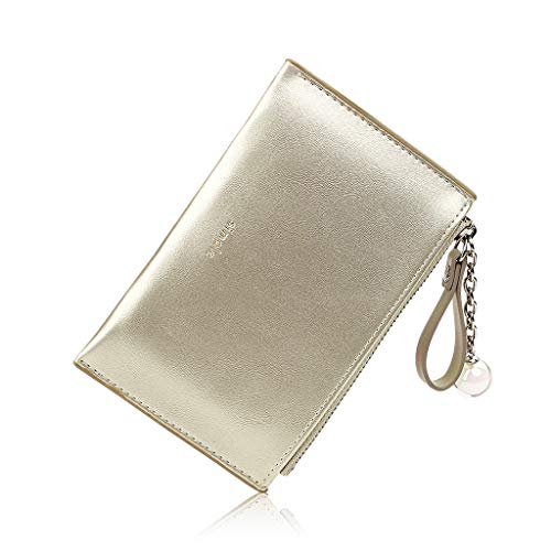 TDEOK Women Short Wallets Purses Fold Purse Card Holder Geldbörsen Für Herren (Gold, One Size) von TDEOK