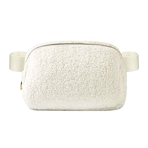 TDEOK multifunktionale Outdoor-Plüsch-Gürteltasche, eine Schulter-Brusttasche Hüfttaschen (White, One Size) von TDEOK