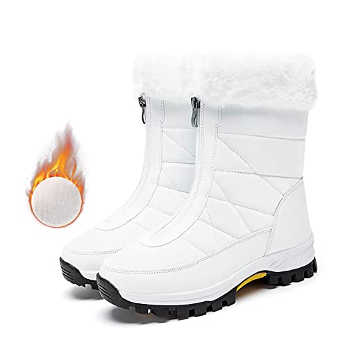 TDHLW Damen Schneestiefel Winterstiefel Damen Winterstiefel Wasserdicht Warm gefütterte Schneestiefel Winterschuhe Winter Kurzschaft Stiefel Boots Schuhe,Weiß,39 von TDHLW