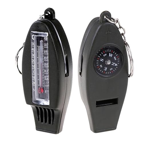 4 in 1 Notfall-Survival-Tools Kompass, Thermometer, Lupe, Schlüsselanhänger von TEAFIRST