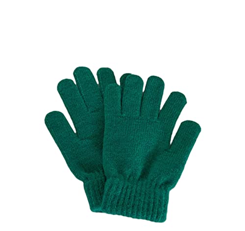 TEBBS Damen Strickhandschuhe Winterwarmer Fünf Finger Handschuh Uni Strickhandschuh Schüler Reithandschuh Für Damen Und Herren Grün von TEBBS