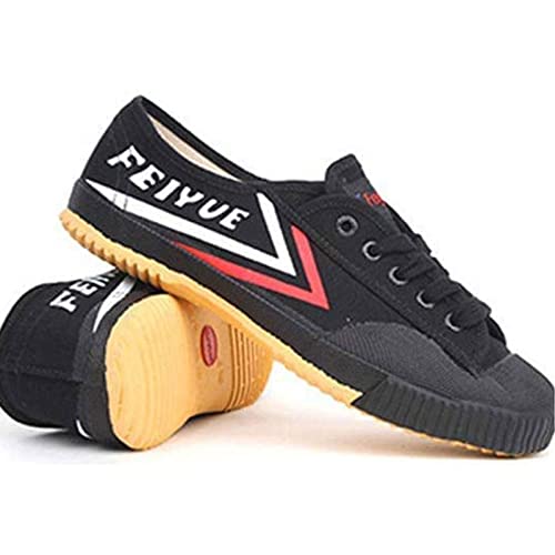 TECDOTO Kampfsport-Kung-fu-Schuh für Herren Unisex-Mode-Leinenschuhe Parkour-Schuhe Sneakers mit Gummisohle für Erwachsene, Jugendliche, Kinder,Black-46EU von TECDOTO