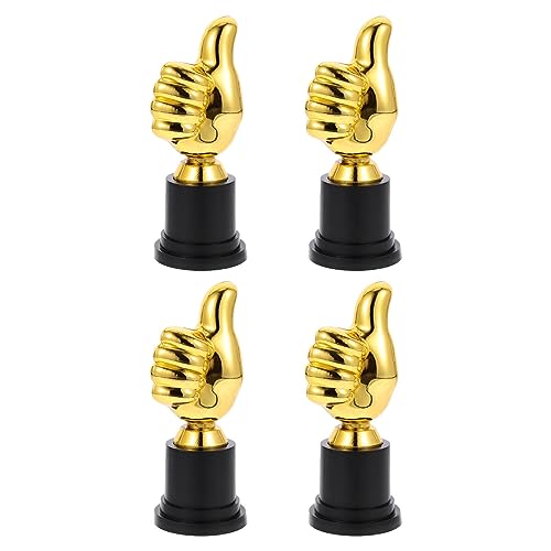 TEHAUX 4 Stück Thumbs Up Award-Trophäen für Kinder, Kunststoff-Gold-Trophäe, Trophäenbecher für Preisverleihung, Party, Preisträger, Sport von TEHAUX