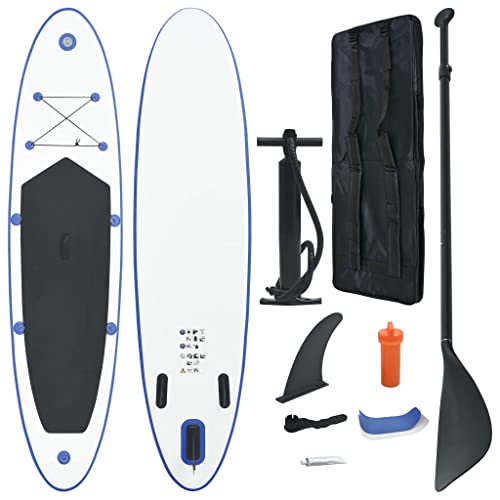 Stand Up Paddle Board Set SUP Surfboard aufblasbar blau und weiß von TEKEET