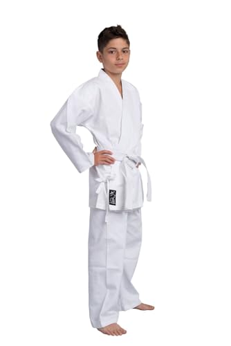 TEKKA BUDO Karateanzug Classic weiß 8 oz - Karate Gi Set - Jacke. Hose. Gürtel - Traditioneller Anzug - Größe 150 von TEKKA BUDO