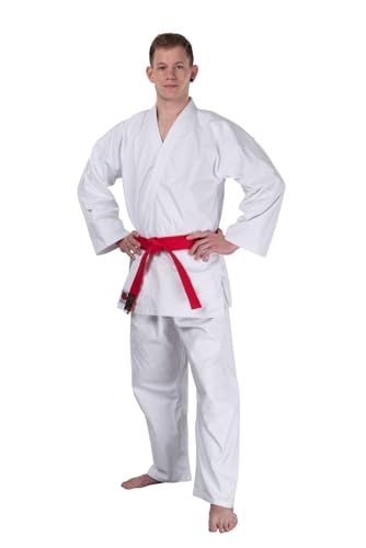 TEKKA BUDO Karateanzug Pro weiß 12 oz - Karate Gi Set - Jacke. Hose mit Elastikbund - Kumite Anzug - Segeltuch - Größe 180 von TEKKA BUDO