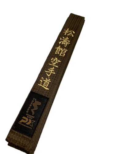 TEKKA BUDO Karategürtel braun - Bestickt - Shotokan Karate Do - 300 cm - Schriftzeichen Bestickung Gold - Braungurt Kanji japanisch - Brauner Gürtel von TEKKA BUDO