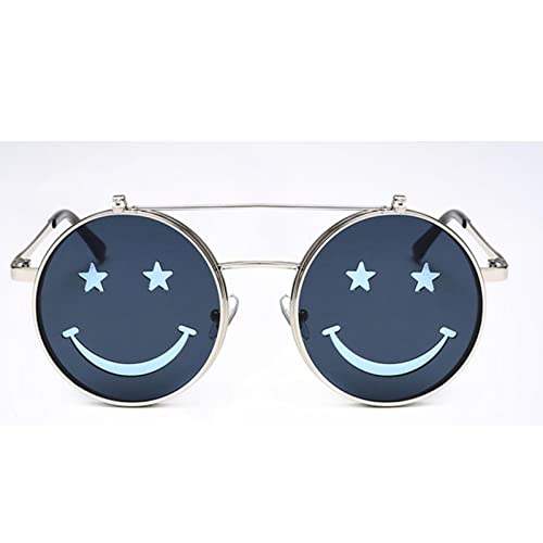TEMKIN Sonnenbrille Mode Clamshell Smiley Sonnenbrillen Damen Punk Retro Coole Mode Lustige Sonnenbrillen Männer-C3 Silver-Blue,as Shown von TEMKIN