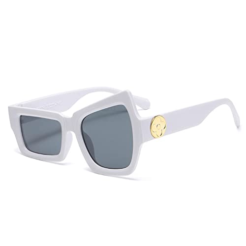 TEMKIN Sonnenbrille Mode Sonnenbrille Unterschiedliche Sonnenbrille Lustige Polygon -Mann Sonnenbrille Übertriebene Form Sonnenbrille UV400-White Grey,with Box + Cloth von TEMKIN