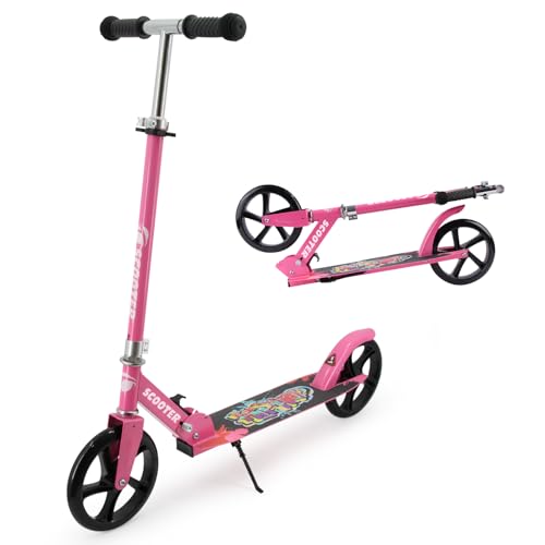 Temboom Scooter für Kinder ab 3 Jahren und Erwachsene, für Kinder, verstellbarer Lenker, faltbarer Roller für Kinder, Teenager, Rosa von TENBOOM
