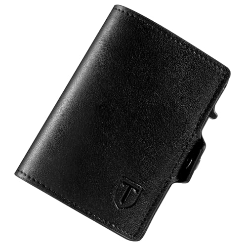 TENBST Echtes Leder Portemonnaie mit RFID-Schutz - Schlankes Wallet für Männer - Schwarz - Premium Herren Geldbörse von TENBST