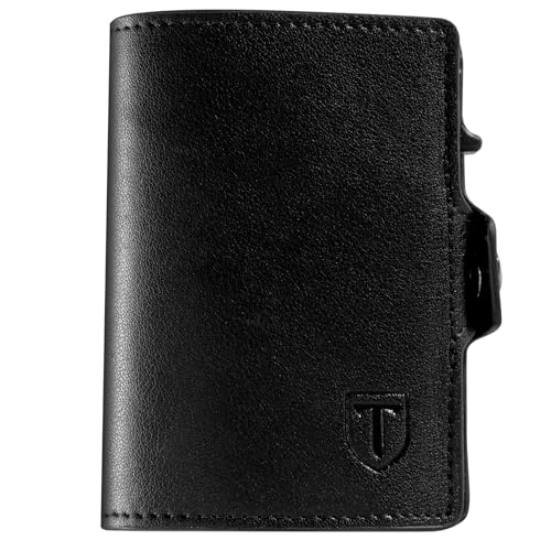TENBST Schlankes Wallet für Männer - Schwarz - Premium Herren Geldbörse mit RFID-Schutz - Echtes Leder Portemonnaie von TENBST