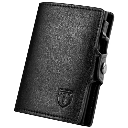 TENBST Schwarz - Schlankes Wallet für Männer - Premium Herren Geldbörse mit RFID-Schutz - Echtes Leder Portemonnaie von TENBST