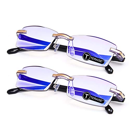TERAISE 2 STÜCKE Anti Blau Licht Computer Brille Leser Qualität Mode Männer Lesebrille(4.0X) von TERAISE