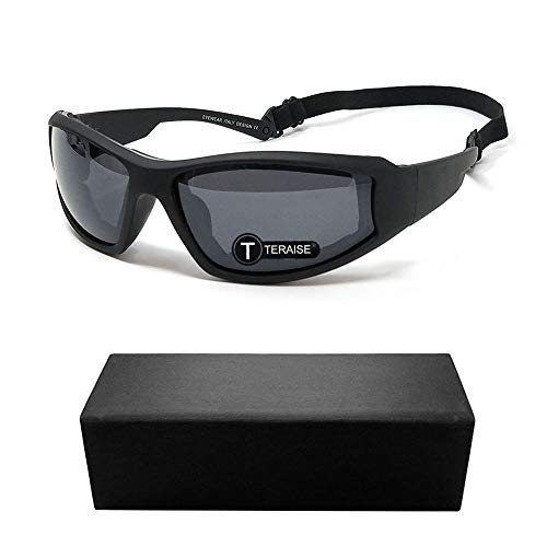 TERAISE Motorrad-Reitbrille-Sicherheits-Ski-Schutzbrillen justierbare UV400 schützende windundurchlässige staubdichte Anti-Nebel-Sonnenbrille für verschiedene Sportarten im Freien(Black) von TERAISE