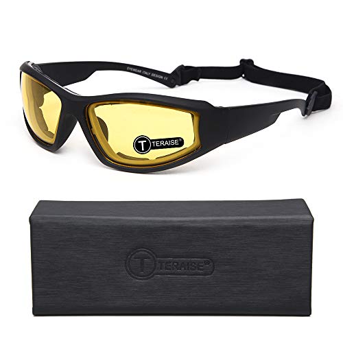 TERAISE Motorrad-Reitbrille-Sicherheits-Ski-Schutzbrillen justierbare UV400 schützende windundurchlässige staubdichte Anti-Nebel-Sonnenbrille für verschiedene Sportarten im Freien (Yellow) von TERAISE