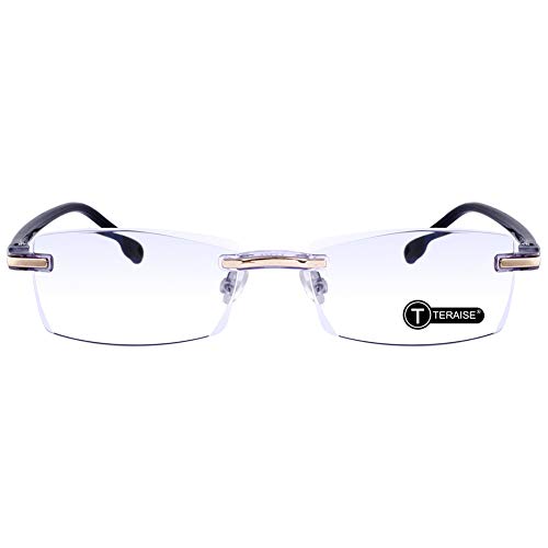 TERAISE Randlose Lesebrille Mode Diamant Schneiden Design Anti-müdigkeit Klare Linse Brillenleser für Männer(1.5x) von TERAISE