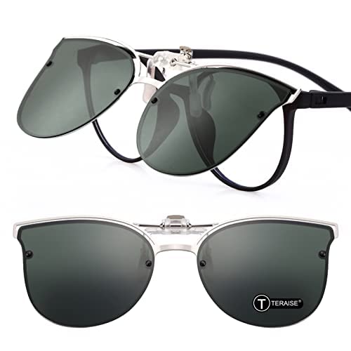 TERAISE Women's Clip-On Sonnenbrille Für Verschreibungspflichtige Brillen- Polarisierte Flip Up Vintage Cat Eye Sonnenbrille Für Damen Fahren von TERAISE