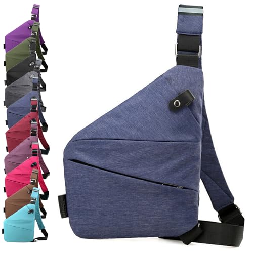 Flexr-Tasche, Flexr Tasche, Diebstahlsichere UmhäNgetasche, Diebstahlsichere Tasche Damen, Anti Diebstahl Tasche Damen, Anti Diebstahl Tasche Damen (Blue,Rechte) von TETGSET