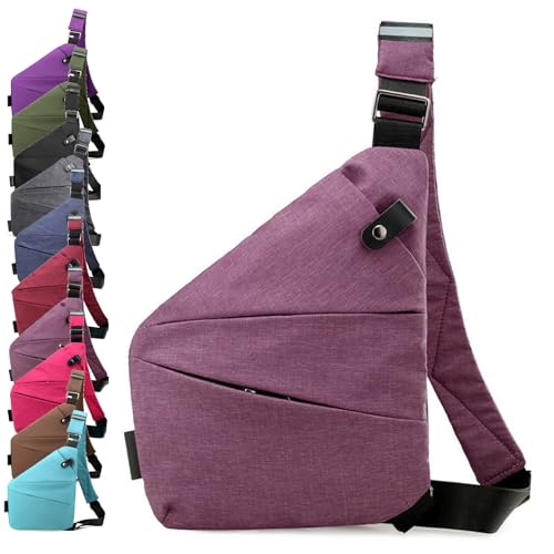 Flexr-Tasche, Flexr Tasche, Diebstahlsichere UmhäNgetasche, Diebstahlsichere Tasche Damen, Anti Diebstahl Tasche Damen, Anti Diebstahl Tasche Damen (Purple,Rechte) von TETGSET