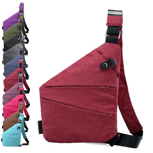 Flexr-Tasche, Flexr Tasche, Diebstahlsichere UmhäNgetasche, Diebstahlsichere Tasche Damen, Anti Diebstahl Tasche Damen, Anti Diebstahl Tasche Damen (Wine Red,Rechte) von TETGSET