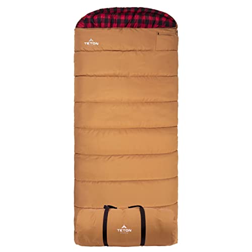 TETON Sports Deer Hunter -35F Schlafsack, Sub 0 Grad, ideal für kaltes Wetter, Camping und Jagd, braun, Reißverschluss rechts von TETON Sports