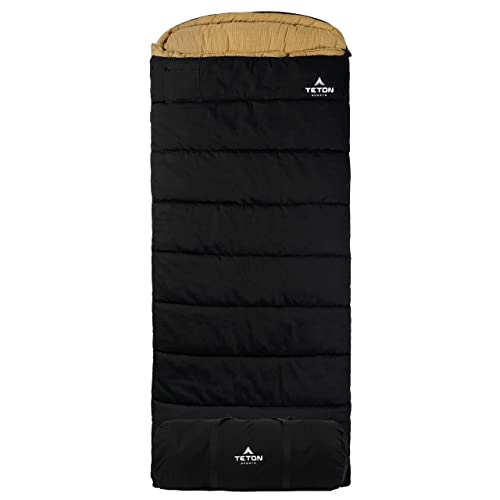 TETON Sports Deer Hunter -35F Schlafsack, Sub 0 Grad, ideal für kaltes Wetter, Camping und Jagd, schwarz, Reißverschluss rechts von TETON Sports