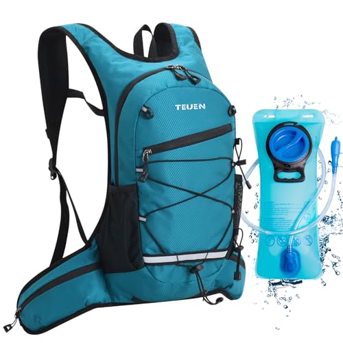 TEUEN 10L Trinkrucksack mit 2L Trinkblase, Ultraleicht Trail Rucksack Hydration Pack Fahrradrucksack für Laufen, Camping, Wandern, Marathoner,Angeln von TEUEN