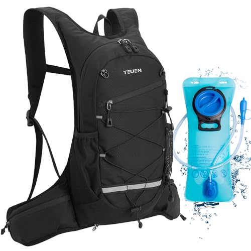 TEUEN 10L Trinkrucksack mit 2L Trinkblase, Ultraleicht Trail Rucksack Hydration Pack Fahrradrucksack für Laufen, Camping, Wandern, Marathoner,Angeln von TEUEN