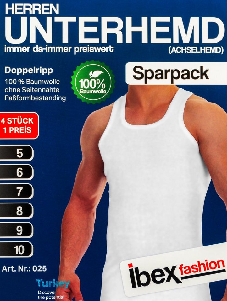 TEXEMP Achselhemd 4er Pack Herren Unterhemd Tank-Top Achselhemd Doppelripp Baumwolle (Packung, 4er-Pack) 100% Baumwolle von TEXEMP