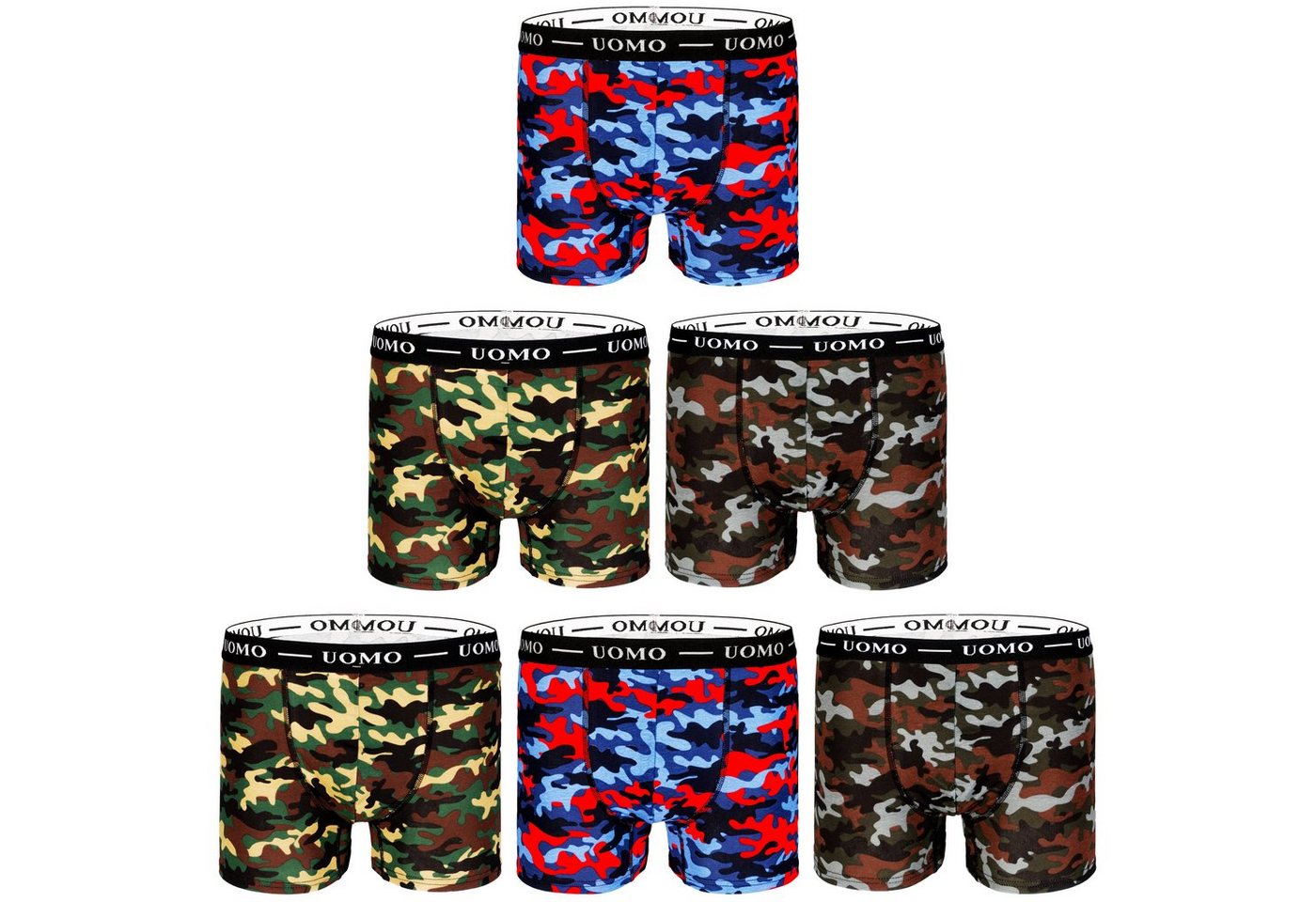TEXEMP Boxershorts 6er Pack Boxershorts Retroshorts Baumwolle Unterwäsche Unterhosen Tarn (Packung, 6er-Pack) Uomo von TEXEMP