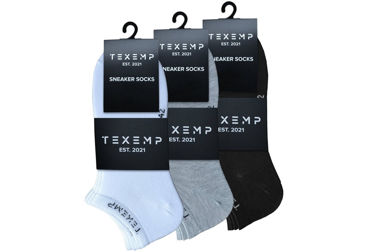 TEXEMP Sneakersocken 15 Paar Snekaer Socken Herren & Damen Baumwolle Sport Freizeit Kurz (Packung, 15-Paar) Langlebig & Robust von TEXEMP