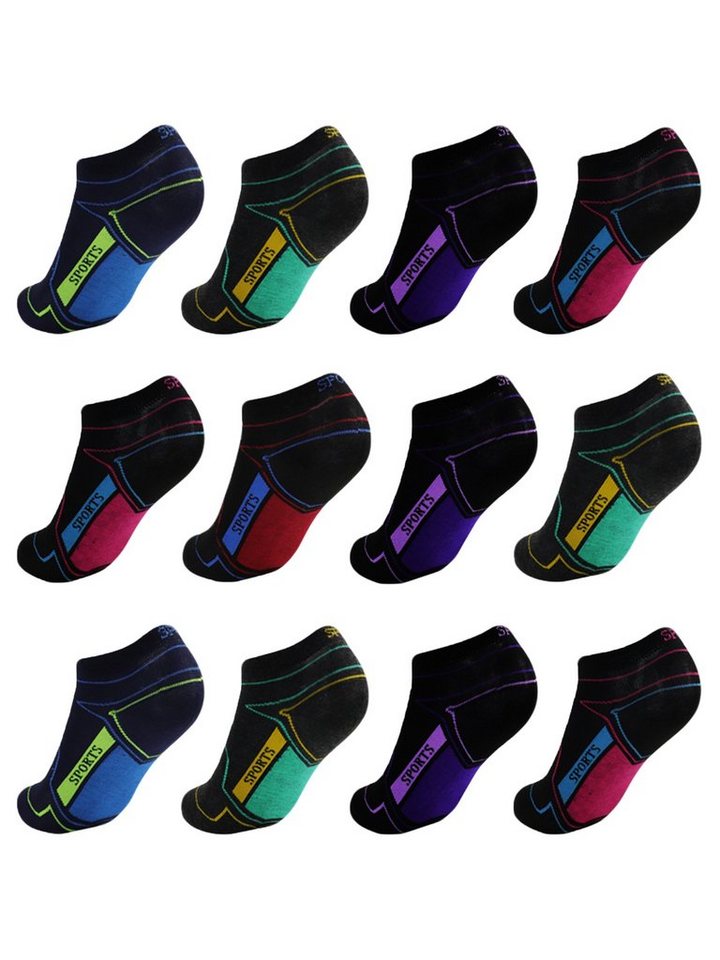 TEXEMP Sneakersocken 6 - 24 Paar Sneaker Socken Damen Baumwolle Freizeit Sport Füßlinge (Packung, 12-Paar) Atmungsaktiv & Hautfreundlich von TEXEMP