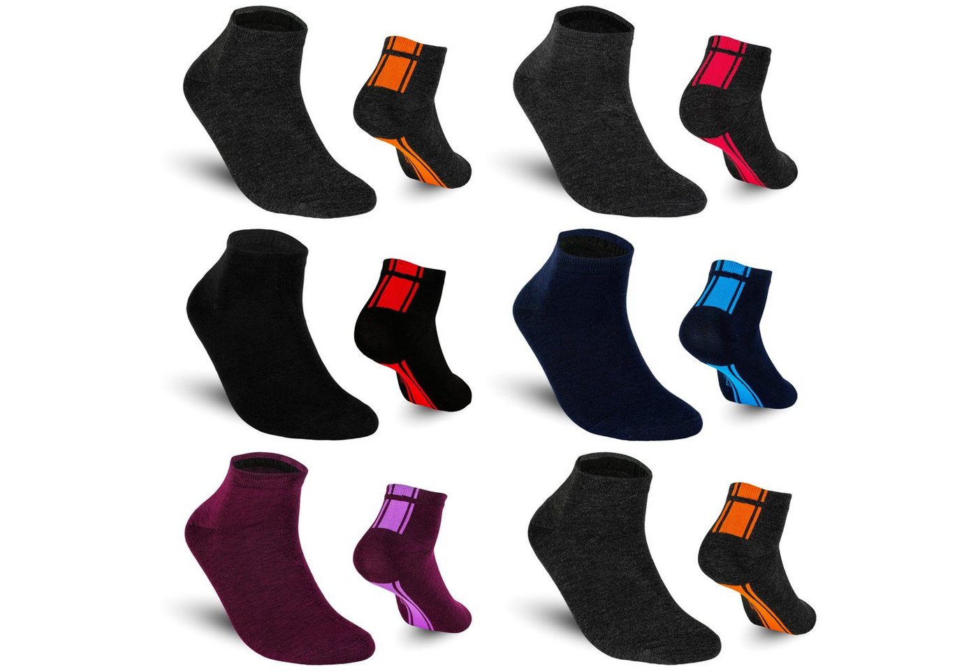 TEXEMP Sneakersocken 6 bis 18 Paar Sneaker Socken Herren & Damen Mehrfarbig Baumwolle (Packung, 12-Paar) Langlebig & Robust von TEXEMP