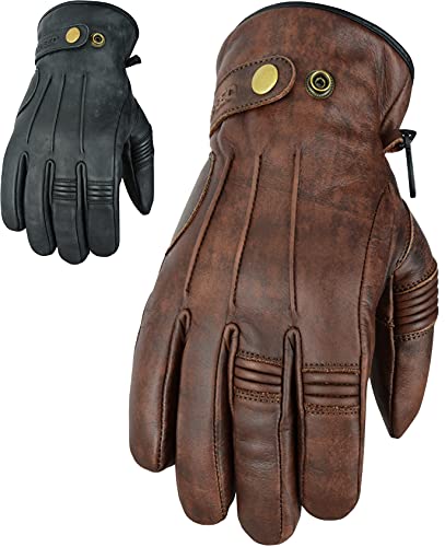 Texpeed Motorradhandschuhe Herren Leder - Biker Winter warm Handschuhe - Weiches, leichtes echtes Braun - XL von Texpeed