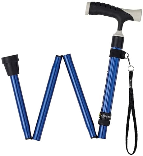 Verstellbarer, zusammenklappbarer Gehstock – Herren-Ms-Krücke – leichte Teleskop-Krücke, Senioren verstellbar mit praktischem Walker-Elterngeschenk (blau) von TEmkin