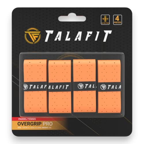 TALAFIT Pack 4 Overgrip Padel - Grip Padel - Padel Griffband Padel - Bohrungen - Overgrip Tennis - Grip Tennis (Orange) von TF TALAFIT