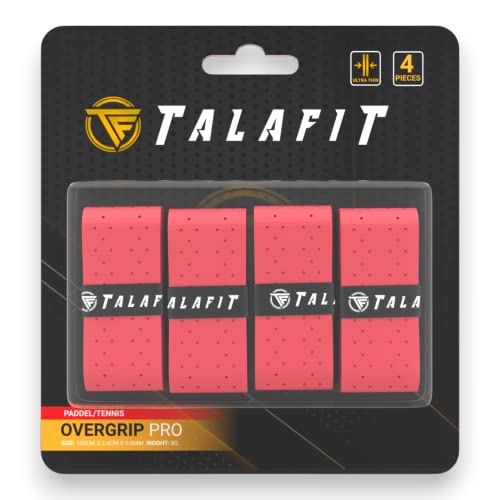 TALAFIT Pack 4 Overgrip Padel - Grip Padel - Padel Griffband Padel - Bohrungen - Overgrip Tennis - Grip Tennis (Rot) von TF TALAFIT